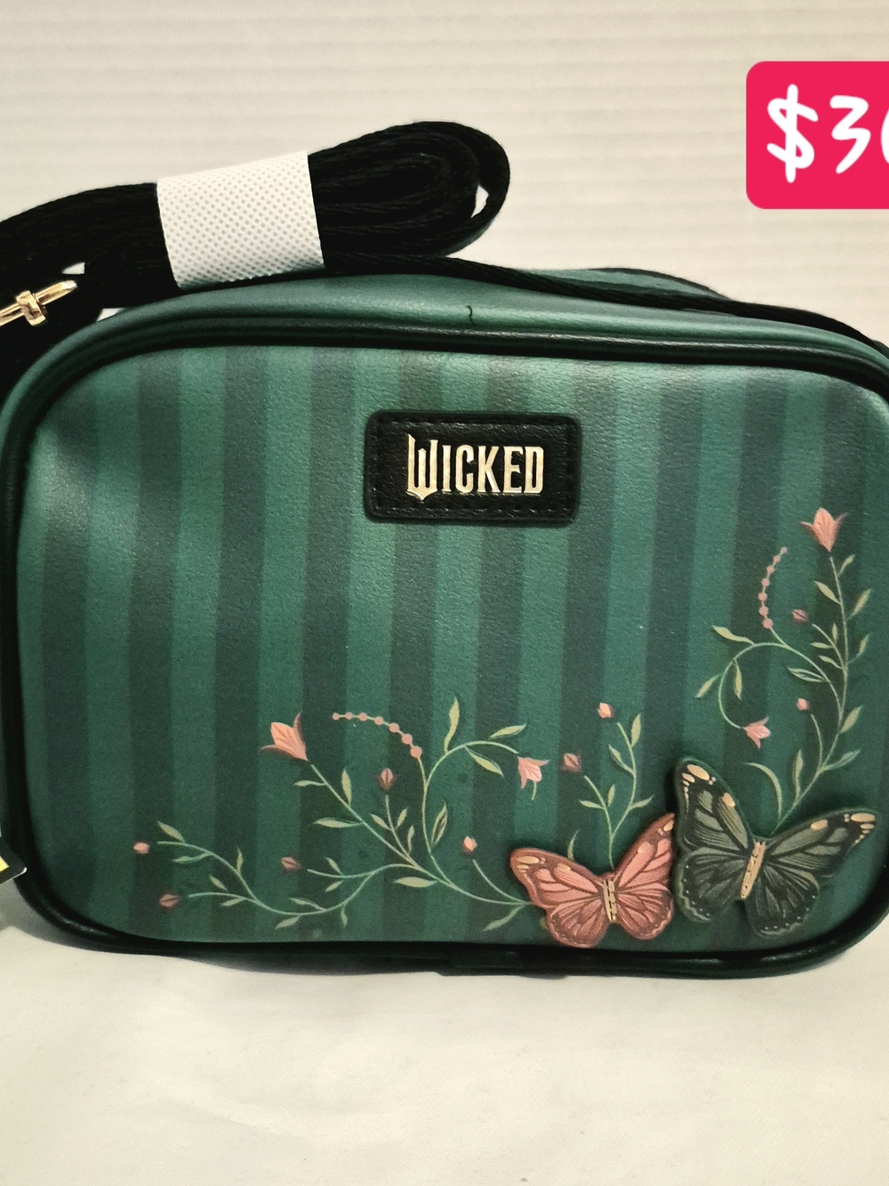 Wicked : Green Floral Butterfly Crossbody Bag